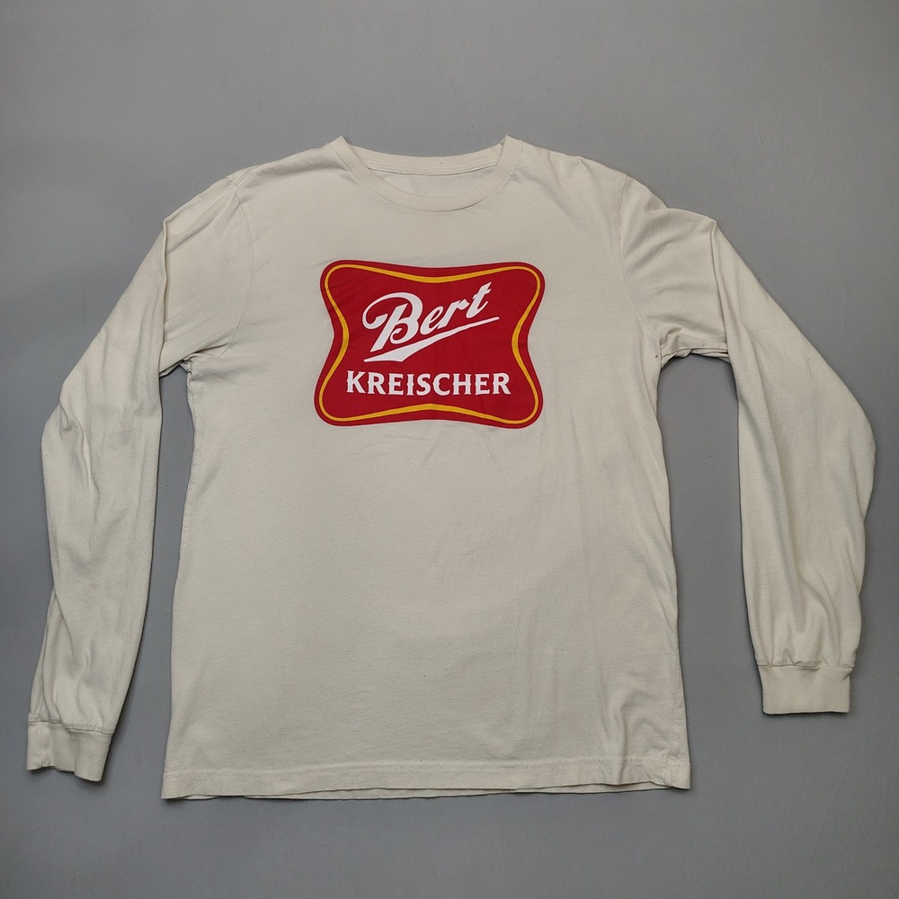 Bert Kreischer Long Sleeve T Shirt Mens Medium Cream Graphic The Machine Cotton